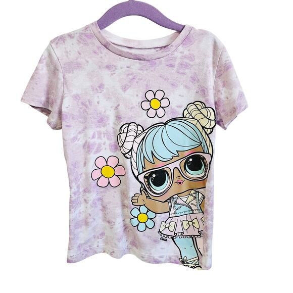 Lol Surprise Girls Size 5 Bon Bon Character Graphic Tee Shirt Purple Tie Dye - Picture 1 of 5